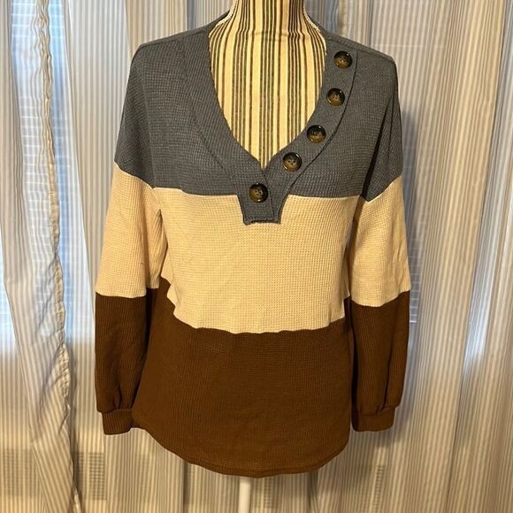 WOMEN’S waffle style long sleeve shirt - Picture 1 of 6